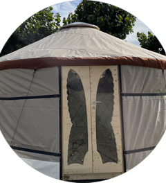 Vue du motif de la porte en ailes.