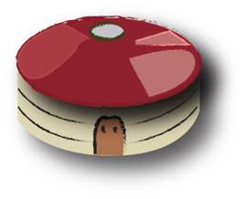 Logo représentant la yourte rouge et crème emblématique de Loca yourte. Au clic, cela ramène à la page d'acceuil du site Loca Yourte.